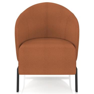 Imagem de Poltrona Decorativa Para Sala Living Pés Industrial Sierra K01 Bouclê Terracota - Lyam Decor