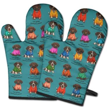 Imagem de Luvas de forno alemãs de pelo curto para amantes de cães, luvas de cozinha resistentes ao calor para cozinhar, cozinhar, grelhar, assar