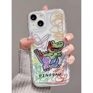 Imagem de Capa de telefone transparente para iPhone, design colorido de dinossauro, capa protetora transparente (iPhone 16e, multicolorida)