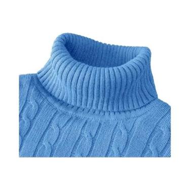 Imagem de Suéter Masculino De Tricô Gola Alta Manga Longa Slim Fit Pesado Casual