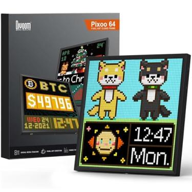 Imagem de Divoom Pixoo-64 - Moldura digital WiFi Pixel Cloud com controle de aplicativo, moldura de painel de LED 64 x 64 para decoração de sala de jogos/contador de fãs de mídia social