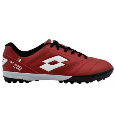 Imagem de Chuteira society lotto futebol adulto original stadio, Vinho, Branco, 