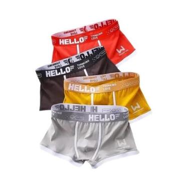 Imagem de Cuecas Boxer Masculinas De Algodão 4 Peças 2024 Confortáveis Respiráve