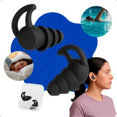 Imagem de Tampão De Ouvido Protetor Auricular Silicone Antirruído - Prox, Preto
