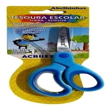 Imagem de Tesoura Escolar Sem Ponta Rosa - Acrilex Rosa, Azul