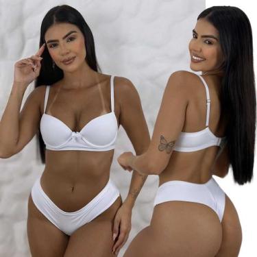 Imagem de Conjunto De Lingerie Fio Duplo Básico Confortável - Like4you, G, Branc