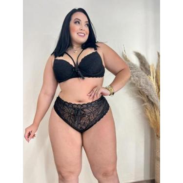 Imagem de Lingerie Plus Size Renda Sexy Calcinha Hot Pant Cintura Alta - Like4yo
