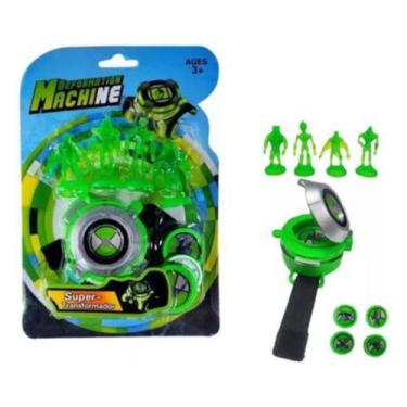 Imagem de Relógio Lançador Luz Som Ben 10, 4 Bonecos e 4 Discos Omnitrix - Machi