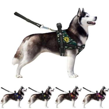 Imagem de Coleira Peitoral Para Cachorro Grande Com Alça Reforçada Guia Ajustáve