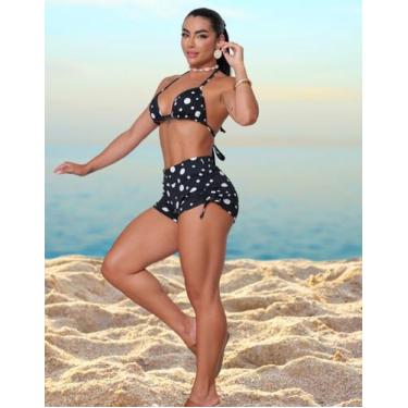 Imagem de Conjunto de Biquíni Hot Pant Short com Top Triângulo Ajustável Estampa
