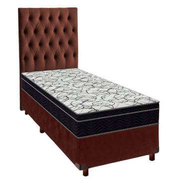 Imagem de Box Marrom+ Colchão Solteiro Airtech 150 Ortobom + Cabeceira