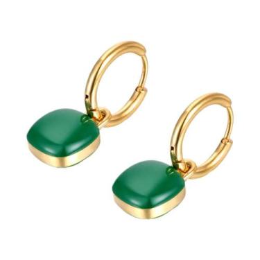 Imagem de Brincos De Argola Quadrados Em Aço Inoxidável Banhado a Ouro Para Mulh