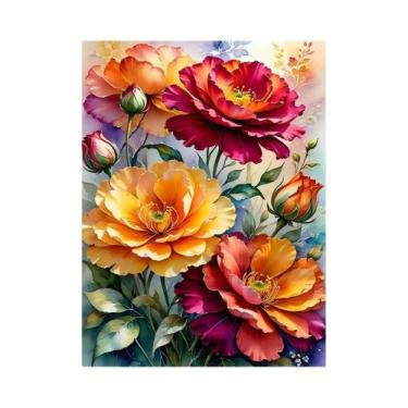 Imagem de Pintura Em Mosaico De Diamante Peony DIY, Bordado De Diamante Evershin