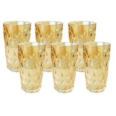 Imagem de Jogo de copos de vidro 6 peças diamond 270ml - Casita, Âmbar