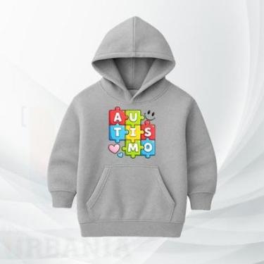 Imagem de Moletom Infantil Autismo com Capuz Moleton Canguru Flanelado Conscientização TEA Inverno-Unissex