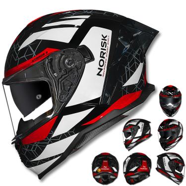 Imagem de Capacete NORISK Strada II  Evoque Preto Branco Vermelho