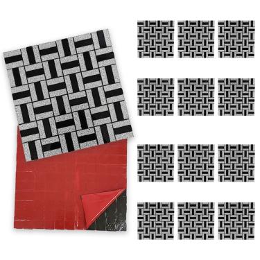 Imagem de Pastilha De Vidro Kit 12 Uni Adesiva Parede Lavabo Cozinha Sala Decorativa Moderna Requintado Reforma Aplicacao Facil