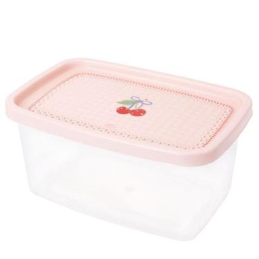 Imagem de Pote de plástico decorado retangular 1,2 litros rosa Plasutil ref.5668