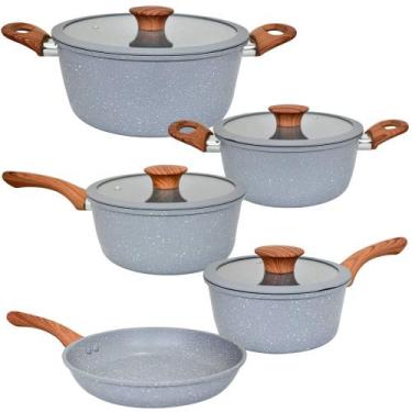 Imagem de Jogo de Panelas de Indução Antiaderente Cerâmica Verona Cinza 5 peças 