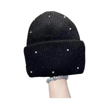 Imagem de Gorro De Inverno Quente Com Strass E Proteção De Orelha Em Pele De Coe