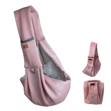 Imagem de Bolsa Canguru Transporte Gato Cachorro Pet Animal Malha Resistente Tira de Ombro Confortavel Tecido Respiravel