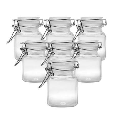 Imagem de Kit 6 Pote Hermético De Vidro C/ Trava Silicone E Vedação 100ml - INGA