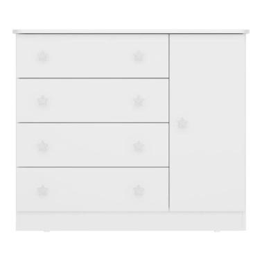 Imagem de Cômoda Infantil Doce Sonho 1 Porta 4 Gavetas Branco - Qmovi
