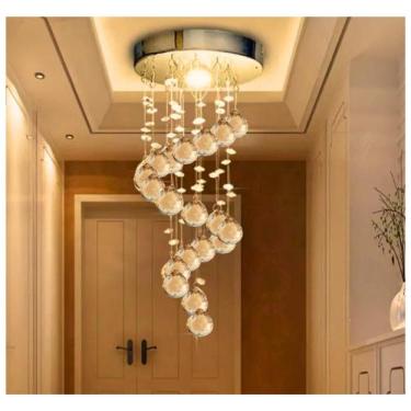 Imagem de Pendente Dourado Para sala Cristal Legítimo Vai montado Led Brinde - J