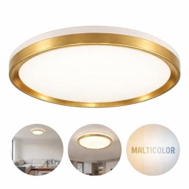 Imagem de Plafon Luminária Teto LED Class Redonda Dourada Gold 30W 3 Cores 2500l