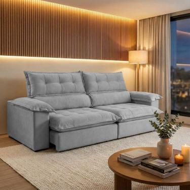 Imagem de Sofá Estofado 300cm Retrátil e Reclinável Cloud Platinum