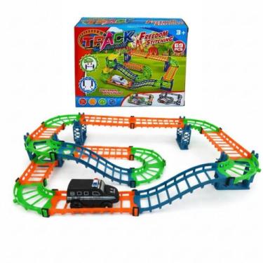 Imagem de Pista De Corrida Brinquedo 69 Peças Com Carrinho A Pilha First