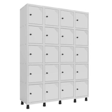 Imagem de Roupeiro De Aço 20 Portas Pequenos Cinza Tranca Cadeado - Pandin