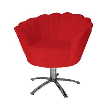 Imagem de Conjunto 2 Poltronas Estofada Com Base Giratória de Metal Pétala Veludo Vermelho - LM D...