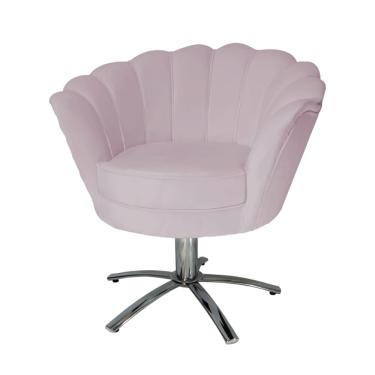 Imagem de Conjunto 2 Poltronas Estofada Com Base Giratória de Metal Pétala Suede Rose - LM DECOR