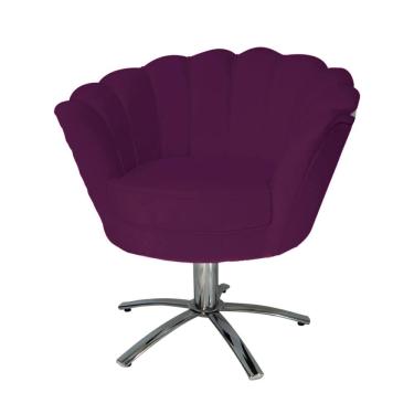 Imagem de Conjunto 2 Poltronas Estofada Com Base Giratória de Metal Pétala Veludo Roxo - LM DECOR