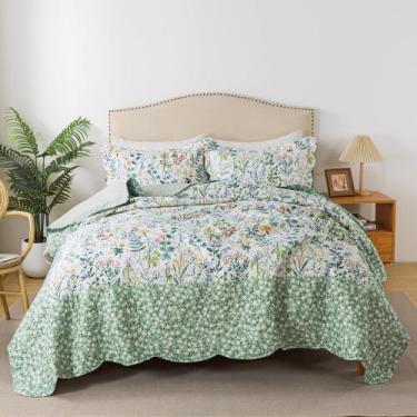 Imagem de Conjunto floral de 3 peças de colcha HoneiLife Oversize 269 x 269 cm