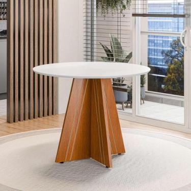 Imagem de Mesa de Jantar Redonda 4 Lugares Multimóveis CR50244, Cinamomo/Off Whi