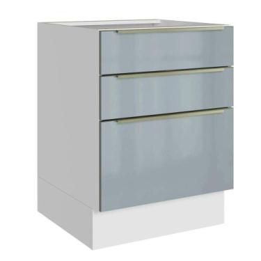 Imagem de Balcão De Cozinha 60 Cm 3 Gavetas (sem Tampo) Branco/cinza Lux Madesa 