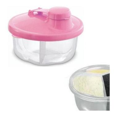 Imagem de Porta Leite Em Po Dosador Bebe Com 3 Divisorias - clink, Rosa