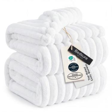 Imagem de Manta Bedsure GentleSoft Branca para Cama de Casal 213 x 229 cm, Macia