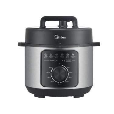 Imagem de Panela de Pressão Elétrica Mecânica Midea PPM41 4L Antiaderente Preta e Inox com Deslig...