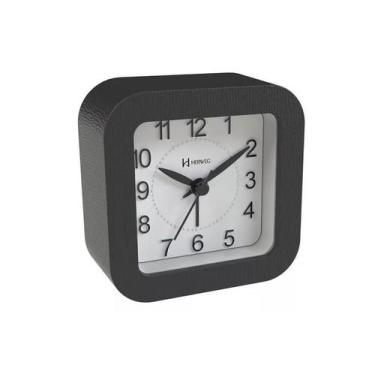 Imagem de Relogio Despertador Quartz Preto Herweg 2654 Silencioso, Preto