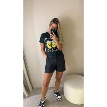 Imagem de T-shirt EVA cinza estampada com detalhes cor amarelo