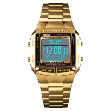Imagem de Relógio Masculino Feminino Skmei 1381 Digital Vintage Retrô, Dourado