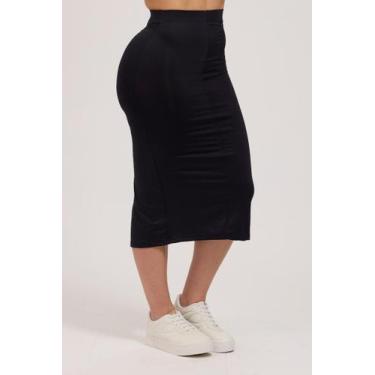 Imagem de Saia Feminina Midi - Attitude, Preto, GG