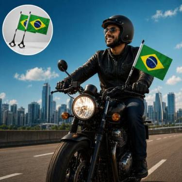 Imagem de Kit 2 Bandeiras Brasil Copa Moto Guidão Bike Flexivel - Novacasa10