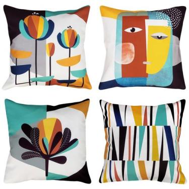 Imagem de Kit 4 Capas em Sarja Almofada Sala Quarto Estilo Moderno 45x45 - M3 De