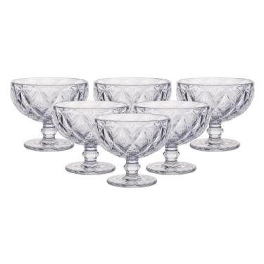 Imagem de Conjunto de 6 taças de vidro de sobremesa Diamond transparente 310ml -