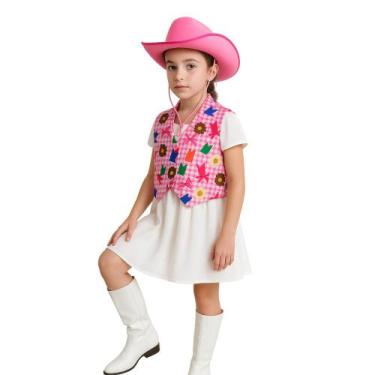 Imagem de Fantasia Colete Country Tecido Feminino Estampado Cowgirl Infantil Men