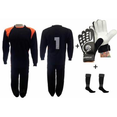 Imagem de Conjunto 1Camisa 1Calca 1Meia 1Luva Goleiro pto - TRB, P